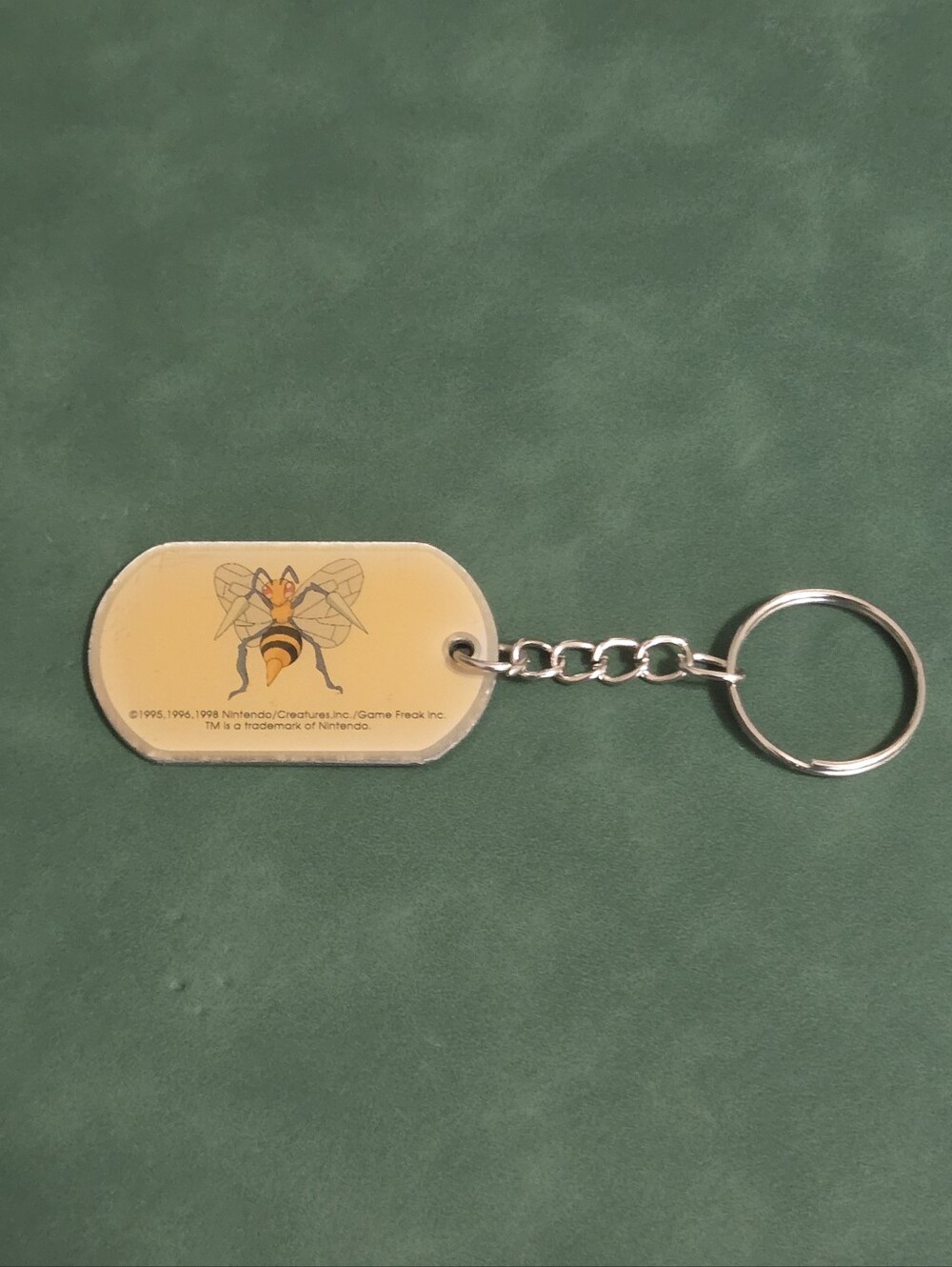 Vintage 1998 Pokémon Beedrill Dog Tag Keychain - Upcycled Y2K Nintendo